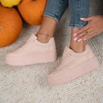 Sneakersy na wysokiej platformie Pudrowy – Rosavine 5