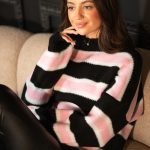 Sweter w paski oversize Czarny – Melivane 1