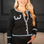 Marynarka z jeansowymi wstawkami Czarny – Aurynne 2