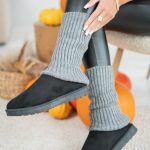 Niskie buty wsuwane z barankiem Czarny – Lumirra 3