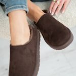 Niskie buty wsuwane z barankiem Czekoladowy – Lumirra 1