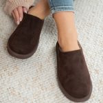 Niskie buty wsuwane z barankiem Czekoladowy – Lumirra 2