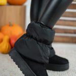 Śniegowce ocieplane na platformie z elastyczną kostką Czarny – Snolira 1