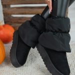 Śniegowce ocieplane na platformie z elastyczną kostką Czarny – Snolira 2