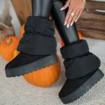 Śniegowce ocieplane na platformie z elastyczną kostką Czarny – Snolira 4