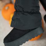 Śniegowce ocieplane na platformie z elastyczną kostką Czarny – Snolira 3