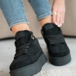 Sneakersy zimowe na grubej podeszwie Czarny – Tarynne 4