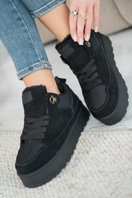 Sneakersy zimowe na grubej podeszwie Czarny – Tarynne 1