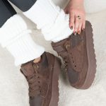 Sneakersy zimowe na grubej podeszwie Czekoladowe – Tarynne 1