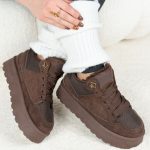 Sneakersy zimowe na grubej podeszwie Czekoladowe – Tarynne 2