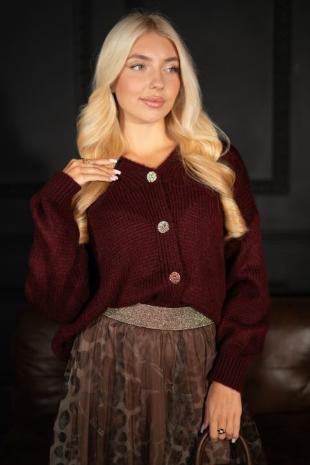 Sweter rozpinany w serek Bordowy – Orlissea 1