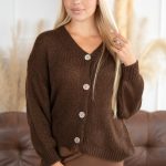 Sweter rozpinany w serek Czekoladowy – Orlissea 1