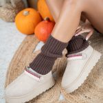 Śniegowce na platformie z paskiem boho Beżowy – Bohravine 2