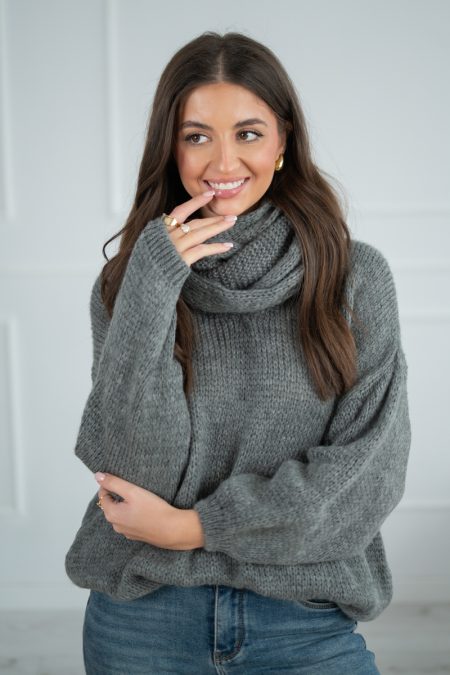 Sweter z kapturem damski Szary – Lunivra 1