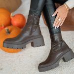 Botki na traperowej platformie Czekoladowy – Bravira 2