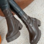 Botki na traperowej platformie Czekoladowy – Bravira 4