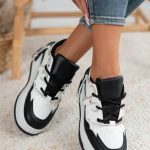 Sneakersy ze sznurówkami w cyrkonie Czarny – Omivelle 4