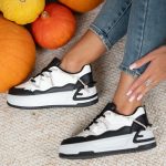 Sneakersy ze sznurówkami w cyrkonie Czarny – Omivelle 2