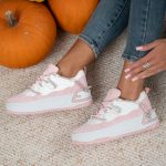 Sneakersy ze sznurówkami w cyrkonie Różowy – Omivelle 3