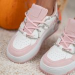 Sneakersy ze sznurówkami w cyrkonie Różowy – Omivelle 4