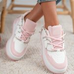Sneakersy ze sznurówkami w cyrkonie Różowy – Omivelle 2