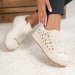 Sneakersy z ozdobnymi aplikacjami Beżowy – Valesira 2