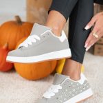 Sneakersy z ozdobnymi aplikacjami Szary – Valesira 3