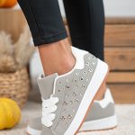 Sneakersy z ozdobnymi aplikacjami Szary – Valesira 1