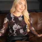 Bluzka damska tiulowa w kwiaty z podszyciem Biały – Jorivelle 1