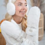 Rękawiczki futrzane z jednym palcem Śmietankowy – Furynne 3