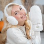 Rękawiczki futrzane z jednym palcem Śmietankowy – Furynne 2