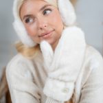 Rękawiczki futrzane z jednym palcem Śmietankowy – Furynne 1