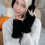 Rękawiczki futrzane miś Czarny – Mishora 1