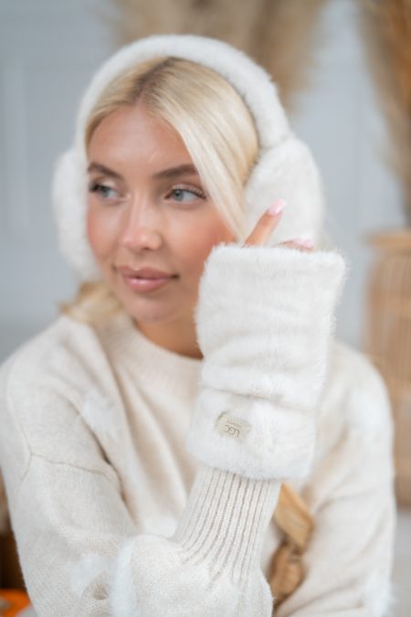 Rękawiczki futrzane miś Śmietankowy – Mishora 1