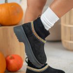 Niskie botki z obcasem na podeszwie Czarny – Morivane 1