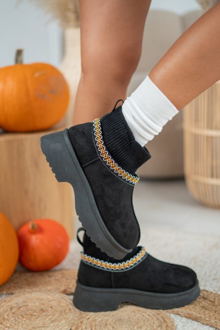 Niskie botki z obcasem na podeszwie Czarny – Morivane 1