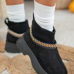 Niskie botki z obcasem na podeszwie Czarny – Morivane 2