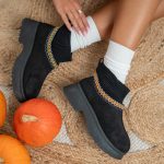 Niskie botki z obcasem na podeszwie Czarny – Morivane 3