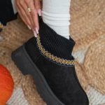 Niskie botki z obcasem na podeszwie Czarny – Morivane 4