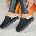 Klapki mule ocieplane Czarny – Melyssa 2