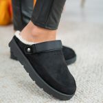 Klapki mule ocieplane Czarny – Melyssa 3