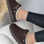 Klapki mule ocieplane Czekoladowy – Melyssa 5