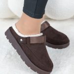 Klapki mule ocieplane Czekoladowy – Melyssa 4