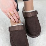 Klapki mule ocieplane Czekoladowy – Melyssa 3