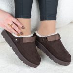 Klapki mule ocieplane Czekoladowy – Melyssa 2