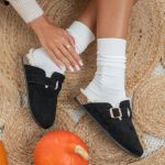 Klapki chodaki z futerkiem Czarny – Florynne 1