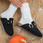 Klapki chodaki z futerkiem Czarny – Florynne 4