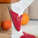 Klapki chodaki z futerkiem Bordowy – Florynne 1