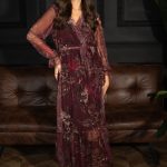 Sukienka tiulowa długa z kopertowym dekoltem Śliwkowy – Isavira 6