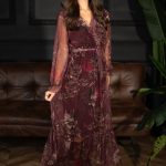 Sukienka tiulowa długa z kopertowym dekoltem Śliwkowy – Isavira 7